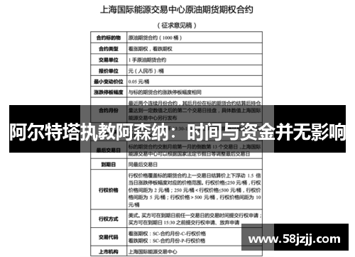 阿尔特塔执教阿森纳：时间与资金并无影响
